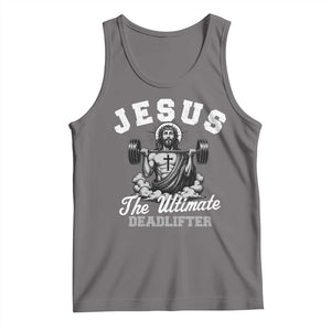 Jesus Deadlifting Tank Top The Ultimate Deadlifter Christian TS10 Deep Heather Print Your Wear