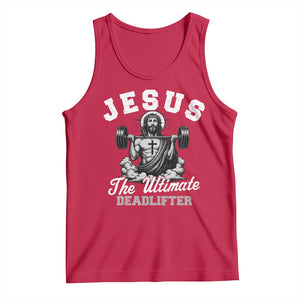 Jesus Deadlifting Tank Top The Ultimate Deadlifter Christian TS10 Red Print Your Wear