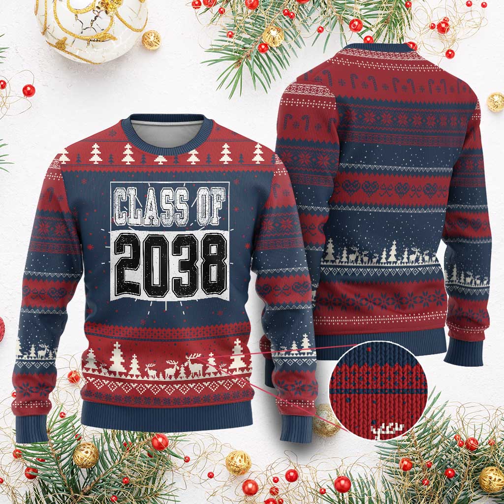 Class of 2038 Knit Sweatshirt Grow With Me To Graduation TS10 Burgundy Print Your Wear