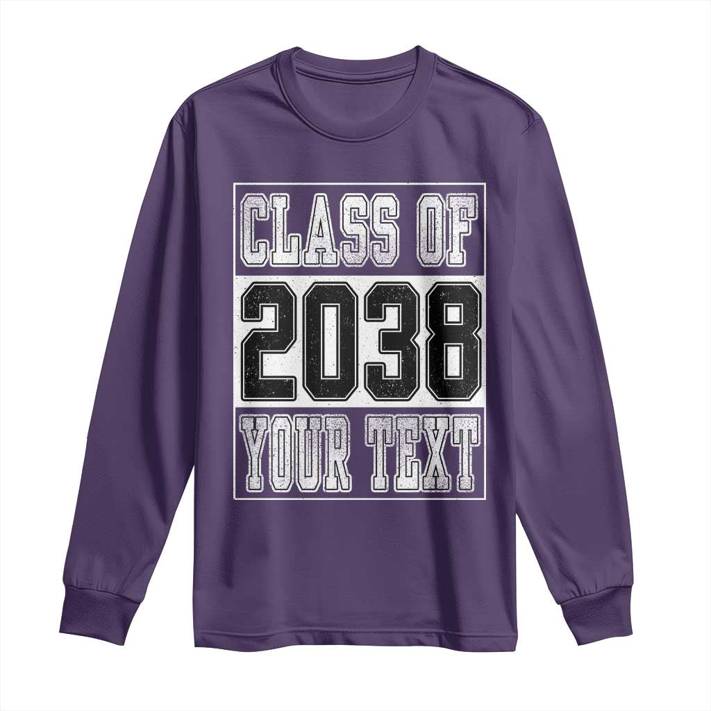 Personalized Class of 2038 Long Sleeve Shirt Custom Name Grow With Me To Graduation TS10 Purple Print Your Wear