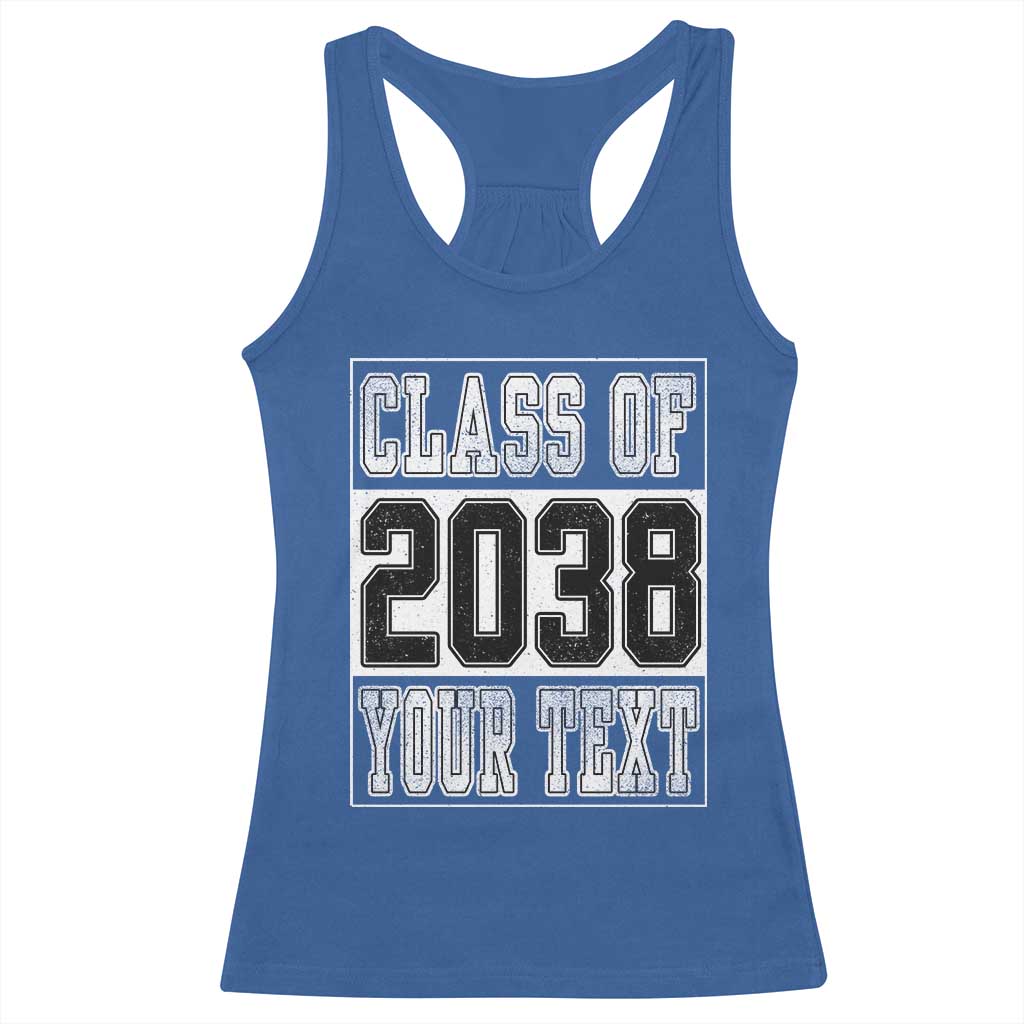 Personalized Class of 2038 Racerback Tank Top Custom Name Grow With Me To Graduation TS10 Royal Blue Print Your Wear