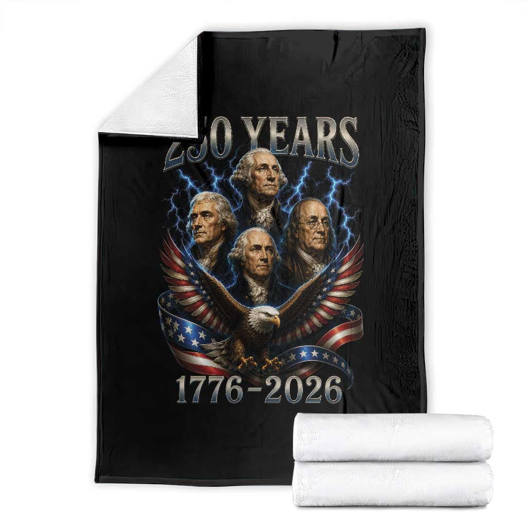 Founding Fathers USA 250th Anniversary Throw Blanket Vintage 250 Years 1776 2026 Patriotic Eagle American Flag TS10 Black Print Your Wear