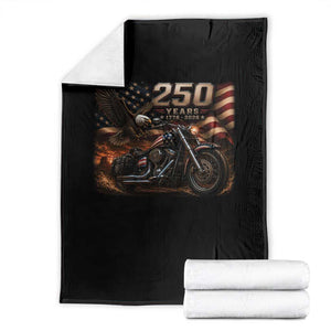 Retro Biker USA 250th Anniversary Throw Blanket American Flag Motorcycle Eagle Independence Day TS10 Black Print Your Wear