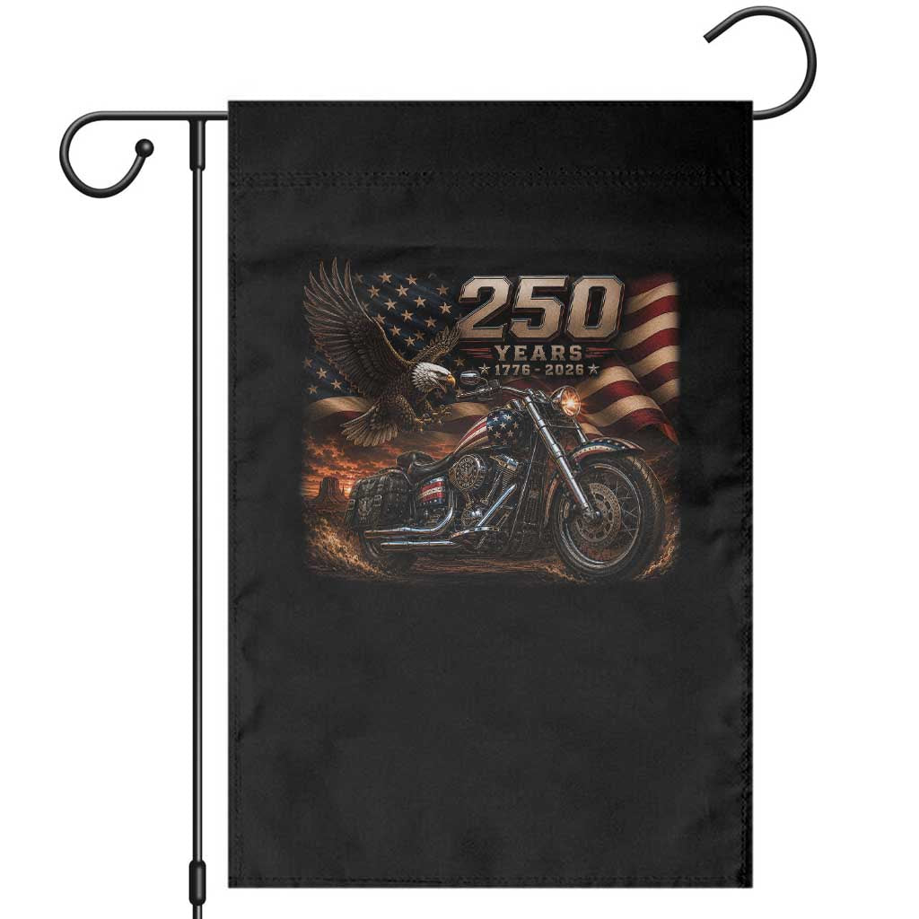 Retro Biker USA 250th Anniversary Garden Flag American Flag Motorcycle Eagle Independence Day TS10 Black Print Your Wear