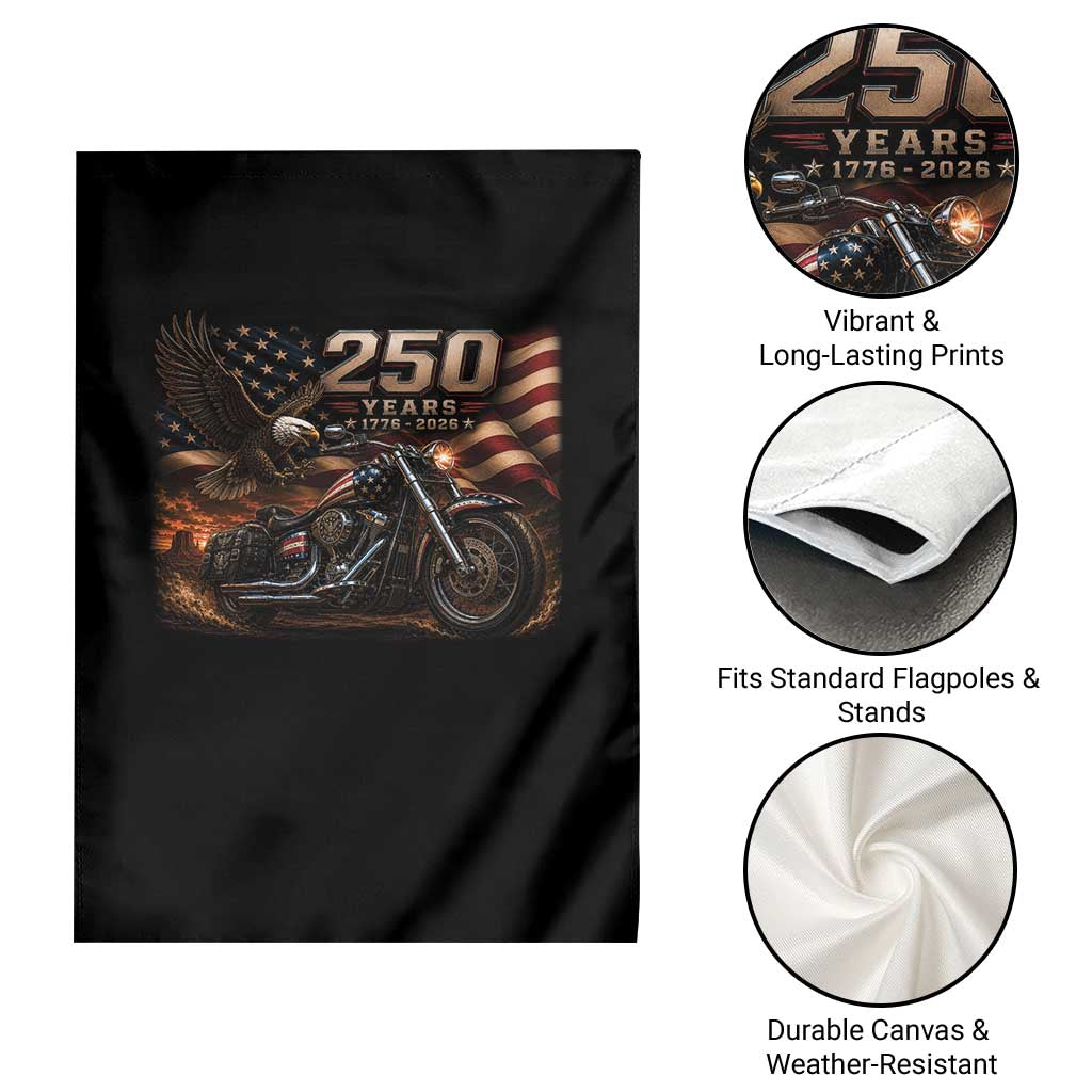 Retro Biker USA 250th Anniversary Garden Flag American Flag Motorcycle Eagle Independence Day TS10 Print Your Wear