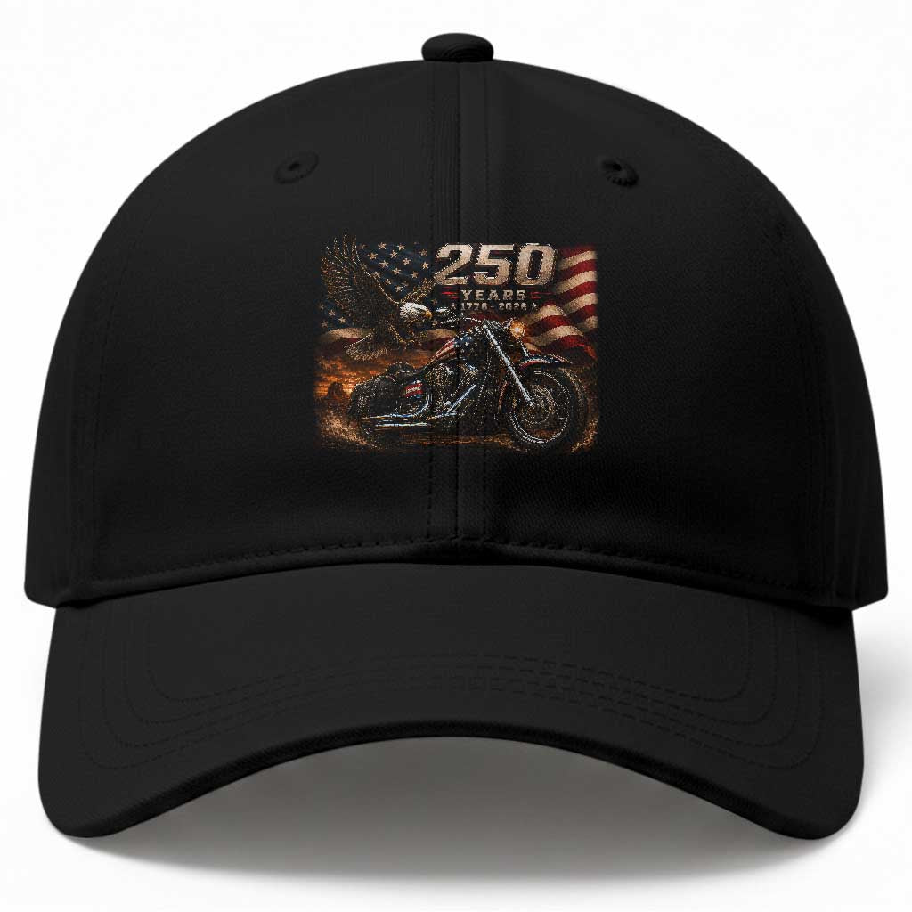 Retro Biker USA 250th Anniversary Baseball Cap American Flag Motorcycle Eagle Independence Day TS10 Print Your Wear