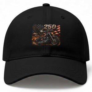Retro Biker USA 250th Anniversary Baseball Cap American Flag Motorcycle Eagle Independence Day TS10 Print Your Wear