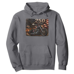 Retro Biker USA 250th Anniversary Hoodie American Flag Motorcycle Eagle Independence Day TS10 Charcoal Print Your Wear