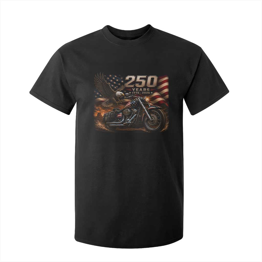 Retro Biker USA 250th Anniversary T Shirt For Kid American Flag Motorcycle Eagle Independence Day TS10 Black Print Your Wear