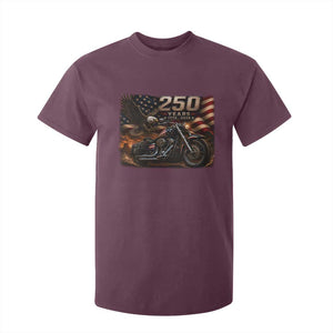 Retro Biker USA 250th Anniversary T Shirt For Kid American Flag Motorcycle Eagle Independence Day TS10 Maroon Print Your Wear