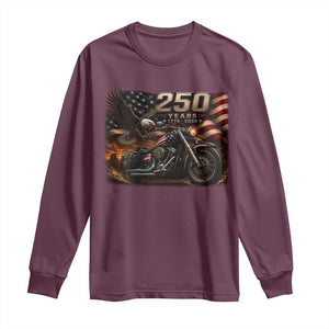 Retro Biker USA 250th Anniversary Long Sleeve Shirt American Flag Motorcycle Eagle Independence Day TS10 Maroon Print Your Wear