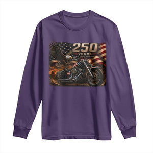 Retro Biker USA 250th Anniversary Long Sleeve Shirt American Flag Motorcycle Eagle Independence Day TS10 Purple Print Your Wear