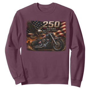 Retro Biker USA 250th Anniversary Sweatshirt American Flag Motorcycle Eagle Independence Day TS10 Maroon Print Your Wear