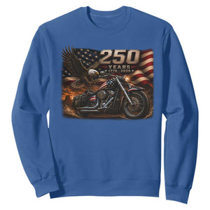 Retro Biker USA 250th Anniversary Sweatshirt American Flag Motorcycle Eagle Independence Day TS10 Royal Blue Print Your Wear