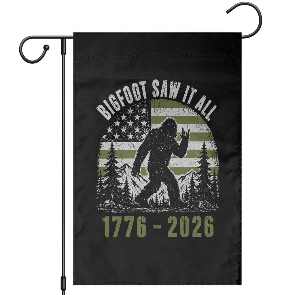 Retro Bigfoot Saw It All USA 250th Anniversary Garden Flag 250 Years 1776 2026 4th of July Sasquatch Flag TS10 Black Print Your Wear