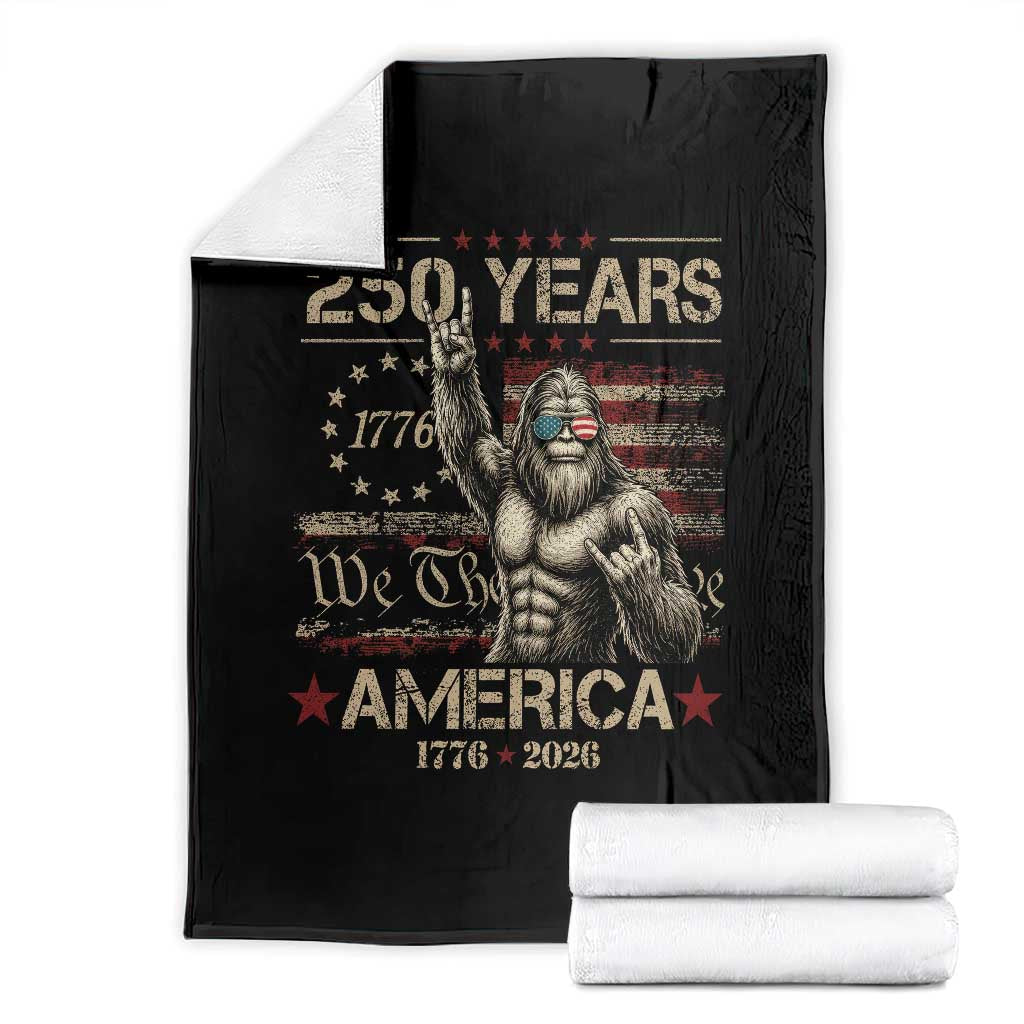Bigfoot Sasquatch USA 250th Anniversary Throw Blanket Retro 250 Years 1776 2026 4th of July Independence Day TS10 Black Print Your Wear