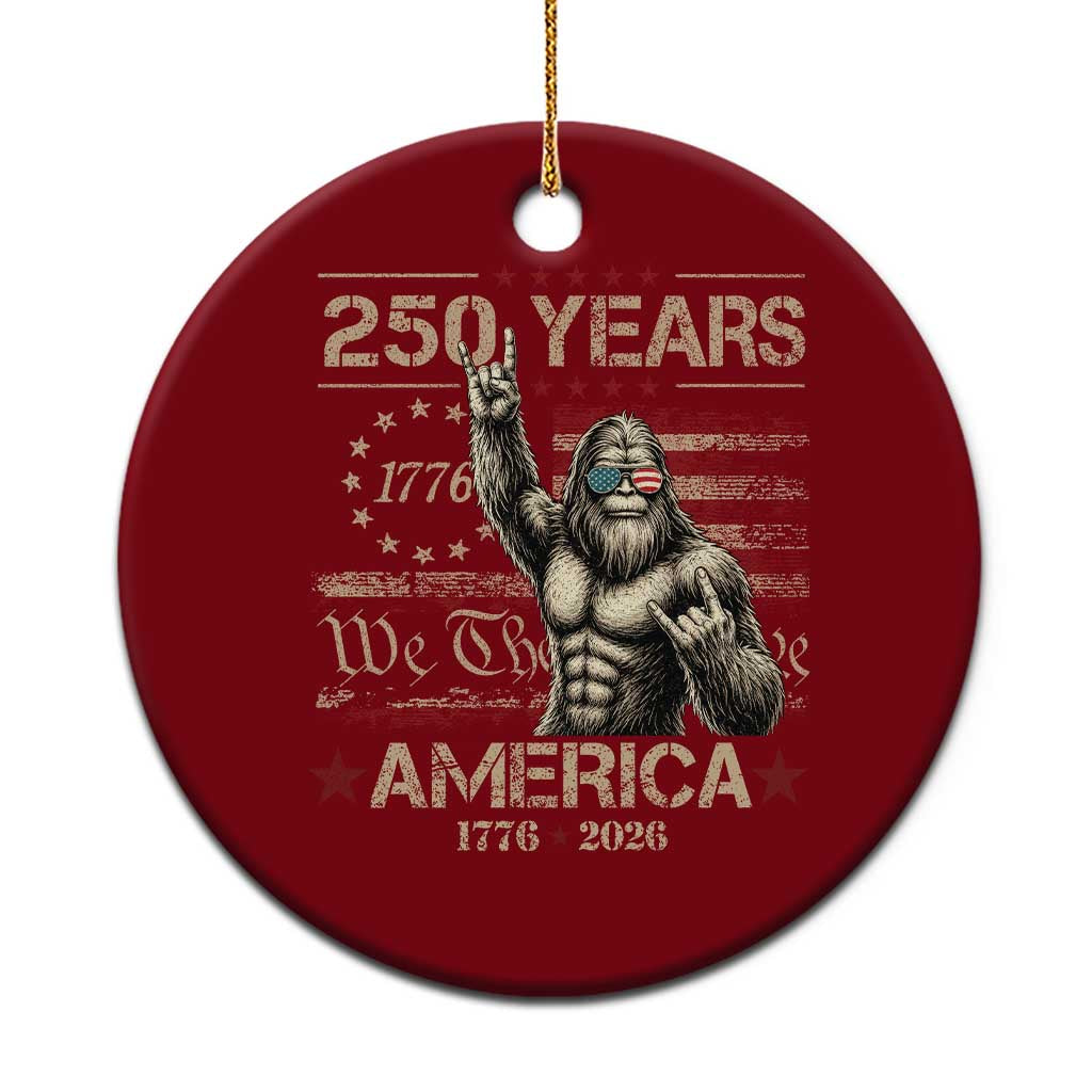 Bigfoot Sasquatch USA 250th Anniversary Ceramic Ornament Retro 250 Years 1776 2026 4th of July Independence Day TS10 1pc Red Print Your Wear