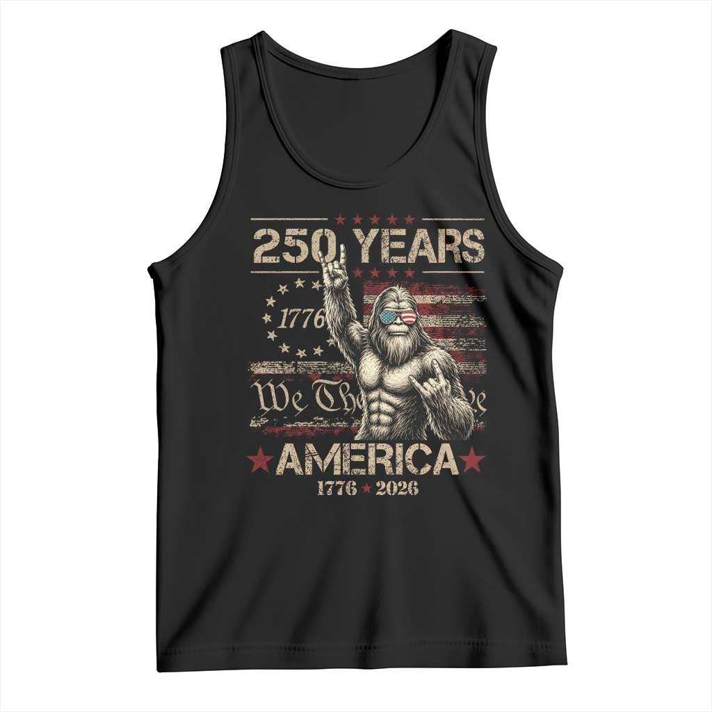 Bigfoot Sasquatch USA 250th Anniversary Tank Top Retro 250 Years 1776 2026 4th of July Independence Day TS10 Black Print Your Wear