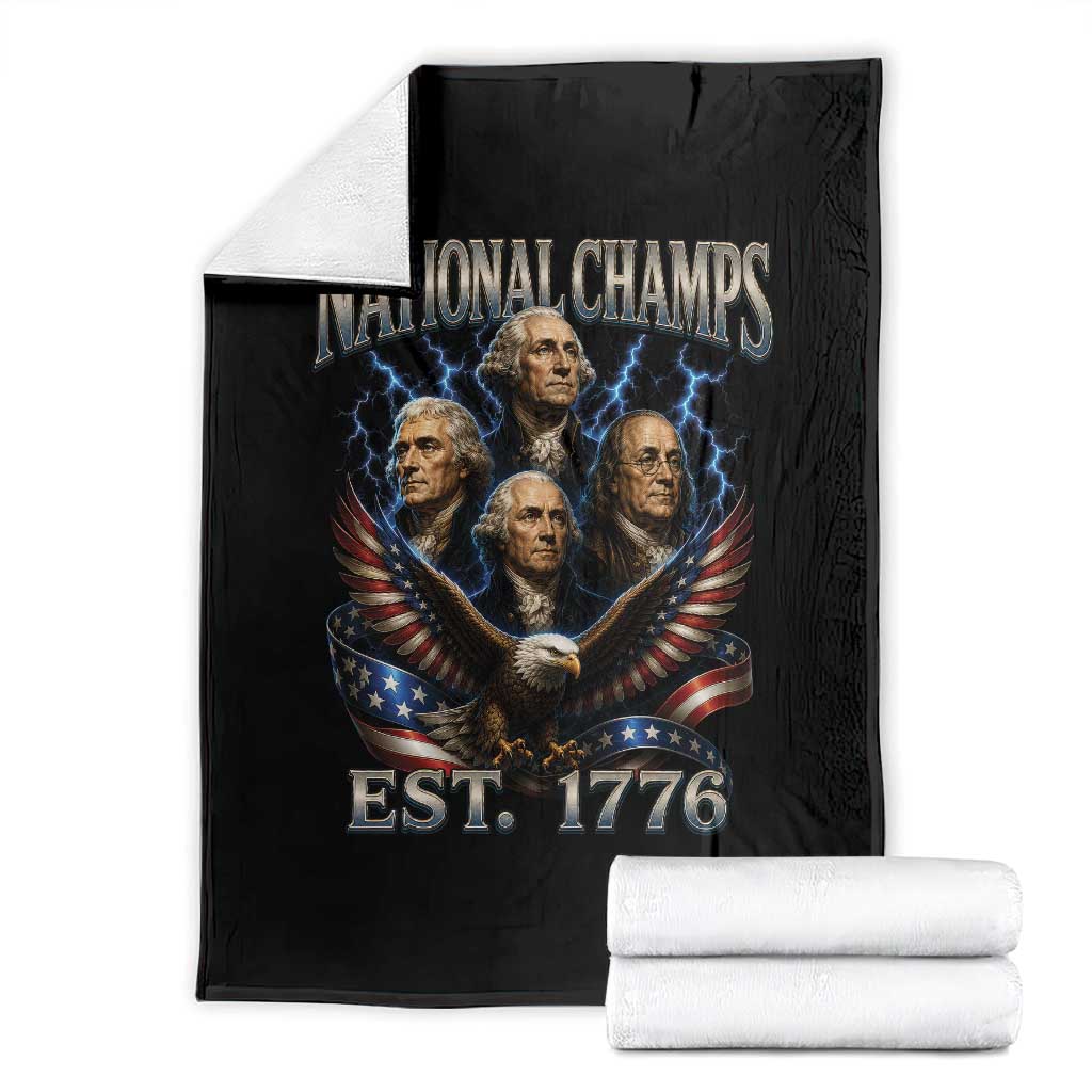 Founding Fathers USA 250th Anniversary Throw Blanket Vintage National Champions 250 Years Patriotic American Flag TS10 Black Print Your Wear