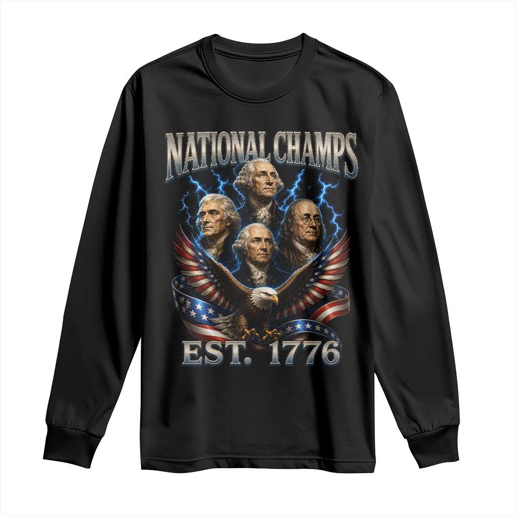 Founding Fathers USA 250th Anniversary Long Sleeve Shirt Vintage National Champions 250 Years Patriotic American Flag TS10 Black Print Your Wear