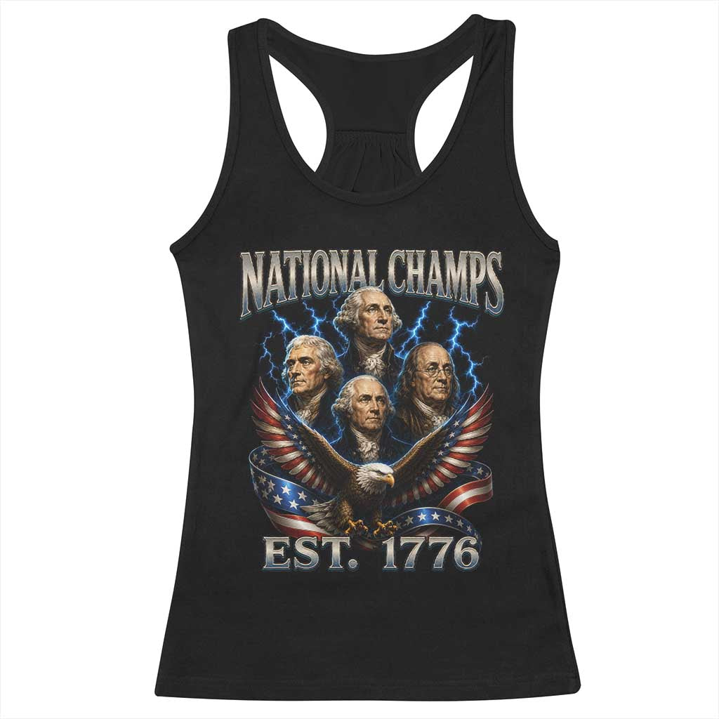 Founding Fathers USA 250th Anniversary Racerback Tank Top Vintage National Champions 250 Years Patriotic American Flag TS10 Black Print Your Wear
