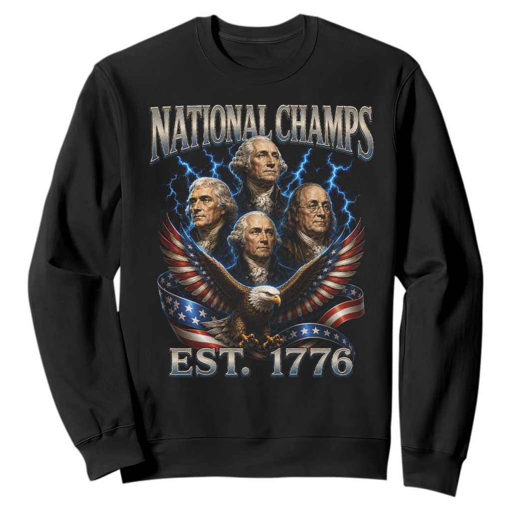 Founding Fathers USA 250th Anniversary Sweatshirt Vintage National Champions 250 Years Patriotic American Flag TS10 Black Print Your Wear