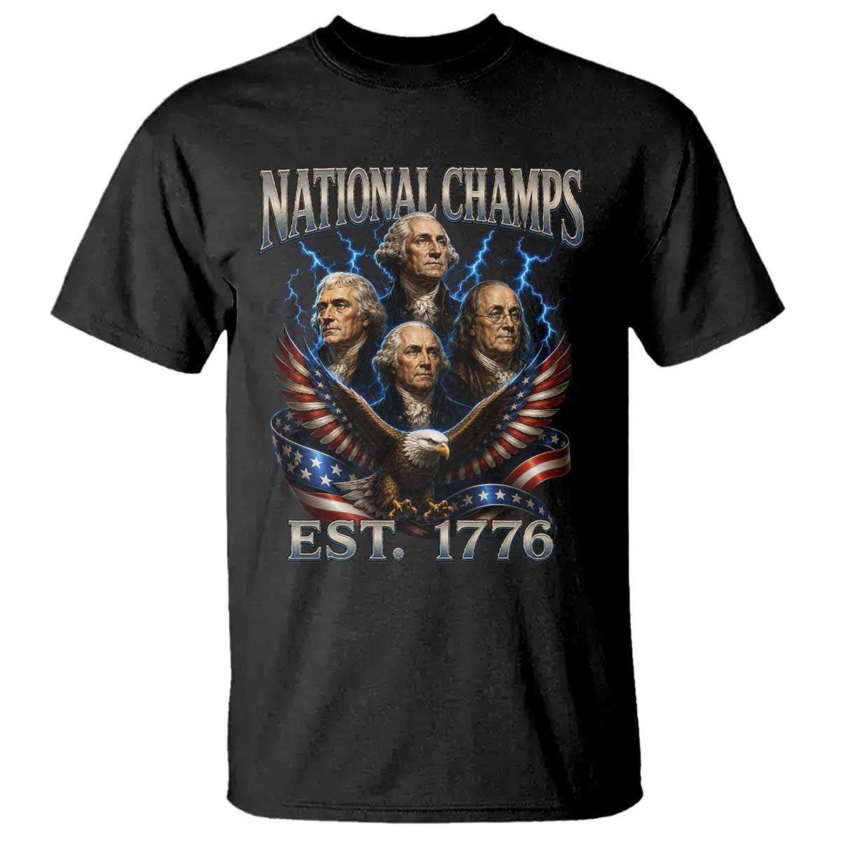 Founding Fathers USA 250th Anniversary T Shirt Vintage National Champions 250 Years Patriotic American Flag TS10 Black Print Your Wear