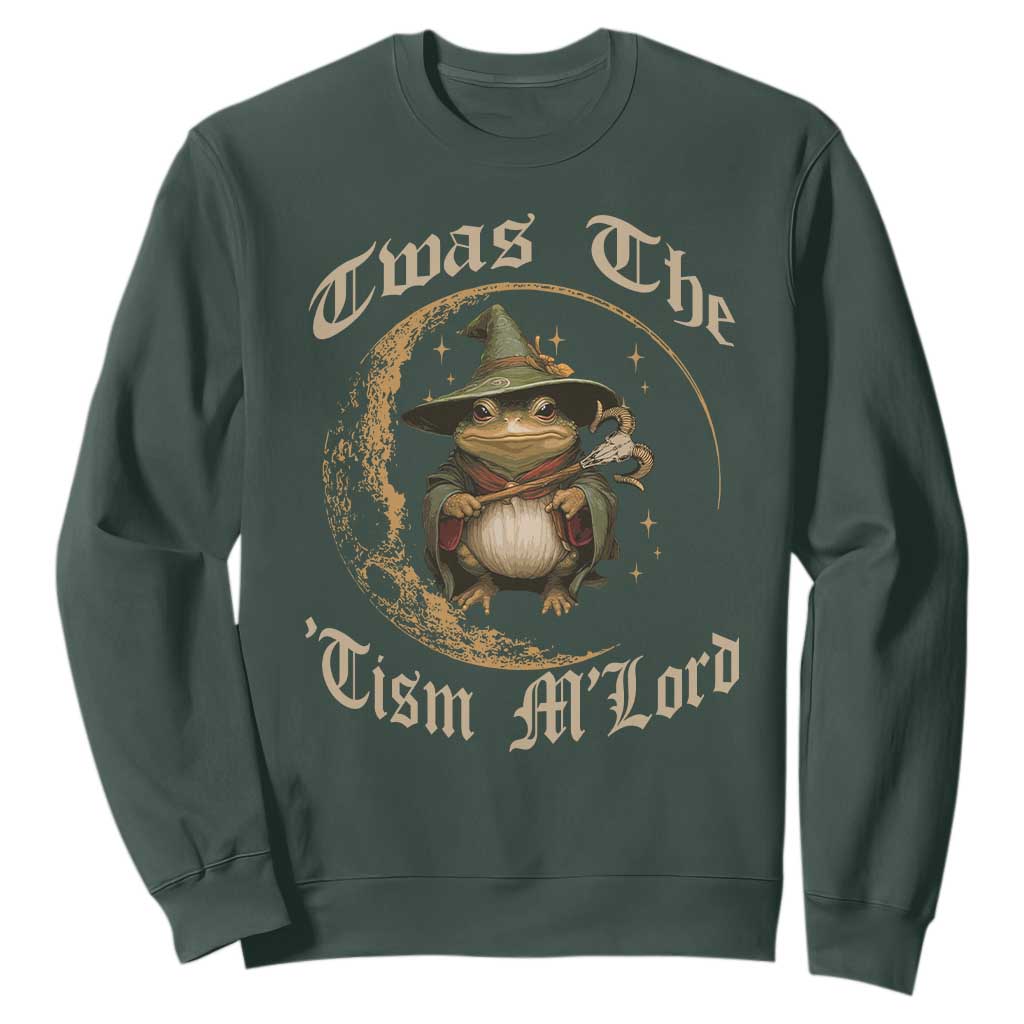 Twas the Tism MLord Frog Sweatshirt Funny Anti Social Meme TS10 Dark Forest Green Print Your Wear