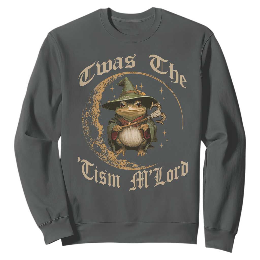 Twas the Tism MLord Frog Sweatshirt Funny Anti Social Meme TS10 Dark Heather Print Your Wear