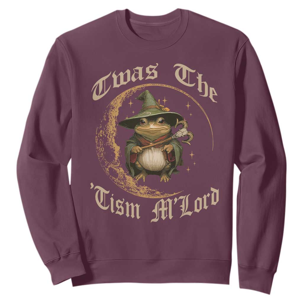 Twas the Tism MLord Frog Sweatshirt Funny Anti Social Meme TS10 Maroon Print Your Wear