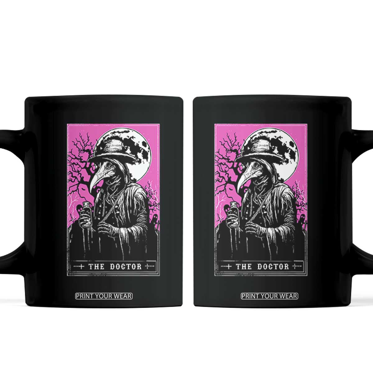 Plague Doctor Tarot Card Coffee Mug Mysterious Horror Death Occult Satanic TS10 Black Print Your Wear