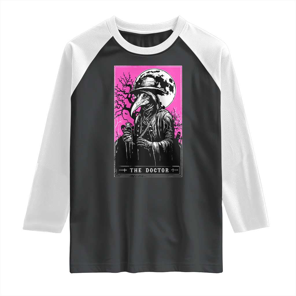 Plague Doctor Tarot Card Raglan Shirt Mysterious Horror Death Occult Satanic TS10 Black White Print Your Wear