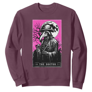 Plague Doctor Tarot Card Sweatshirt Mysterious Horror Death Occult Satanic TS10 Maroon Print Your Wear