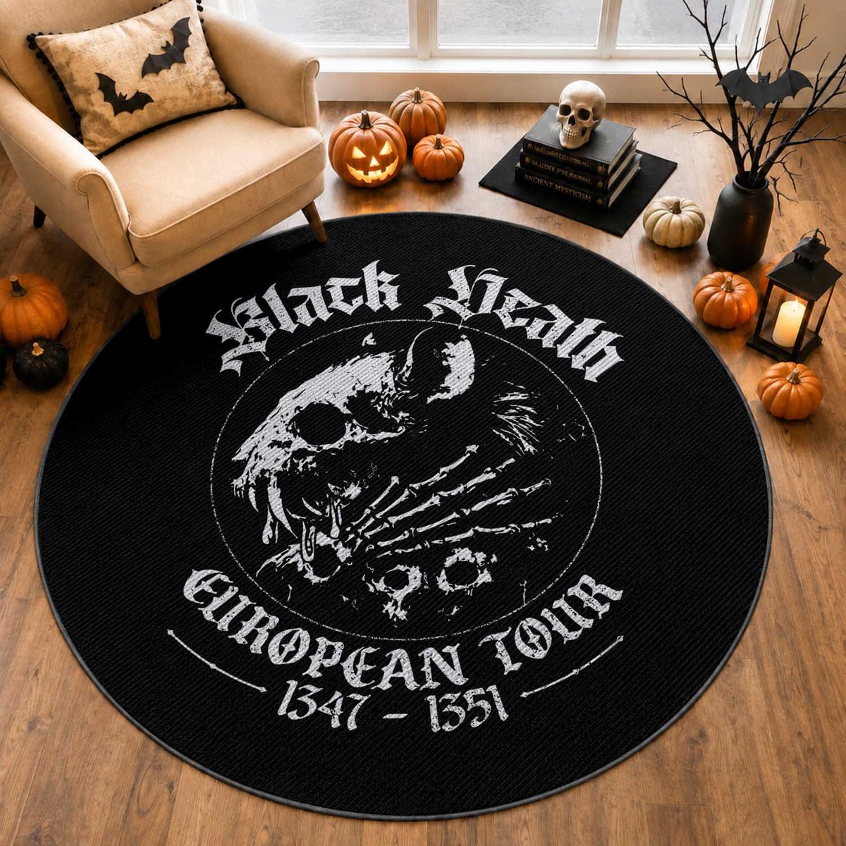 Plague Rat Round Rug Black Death European Tour Medieval History Goth