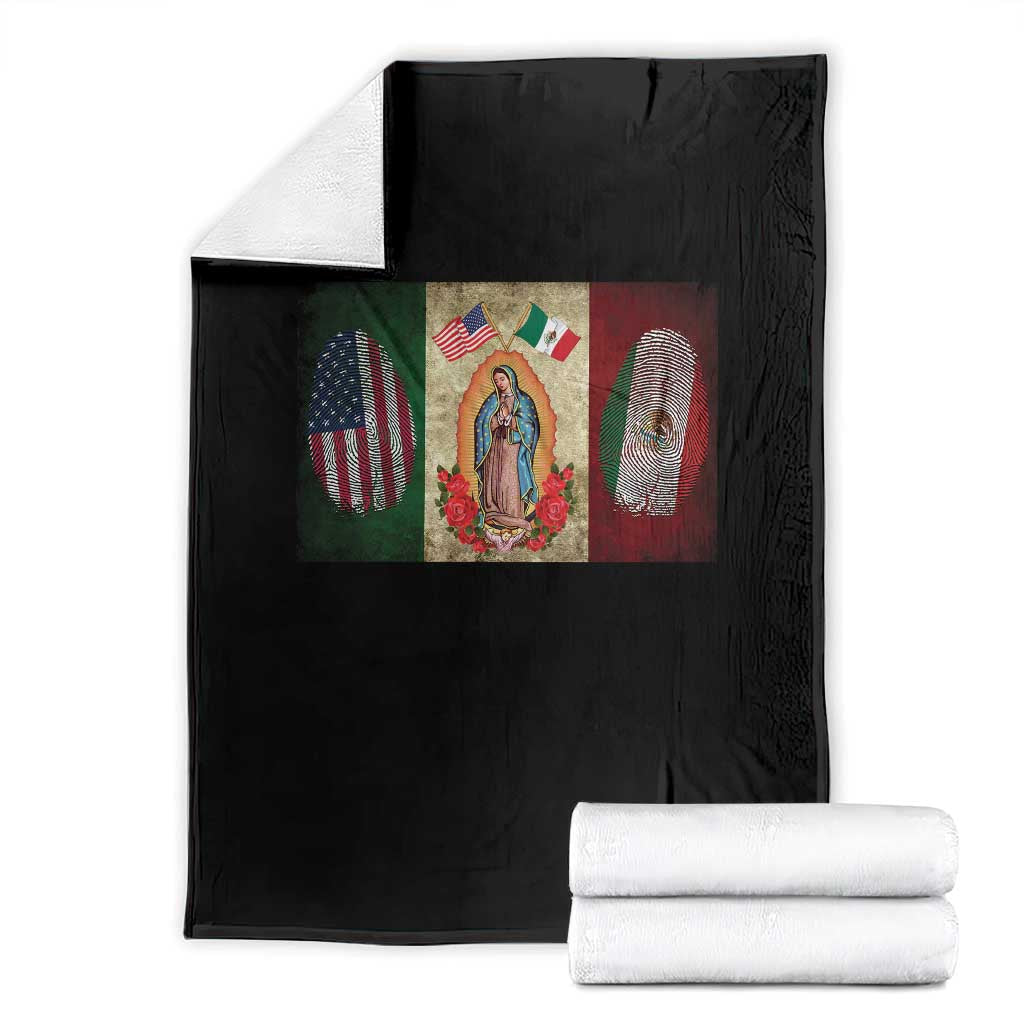 Mexico Flag Throw Blanket Virgin Mary Mexican American Patriotic Mexican Roots TS10 Black Print Your Wear