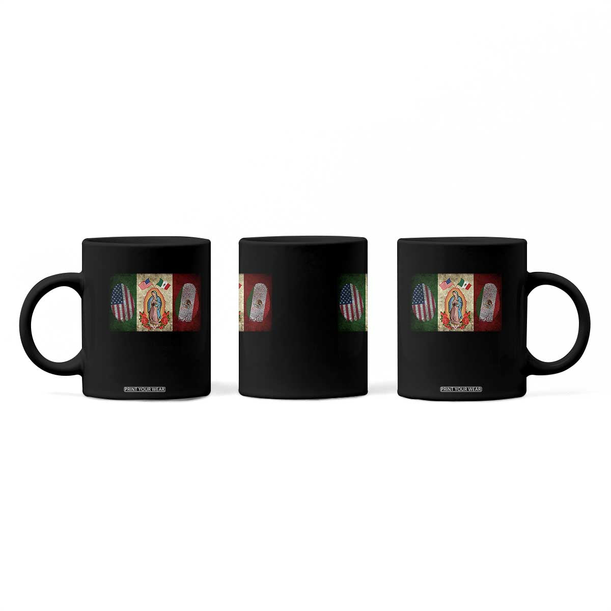 Mexico Flag Coffee Mug Virgin Mary Mexican American Patriotic Mexican Roots TS10 Print Your Wear
