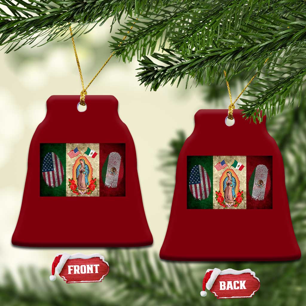 Mexico Flag Ceramic Ornament Virgin Mary Mexican American Patriotic Mexican Roots TS10 Print Your Wear