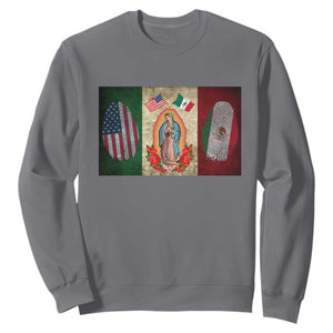 Mexico Flag Sweatshirt Virgin Mary Mexican American Patriotic Mexican Roots TS10 Charcoal Print Your Wear