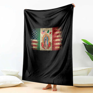 American Mexican Flag Throw Blanket Virgin Mary Mexico Heritage Mexican Roots TS10 Print Your Wear