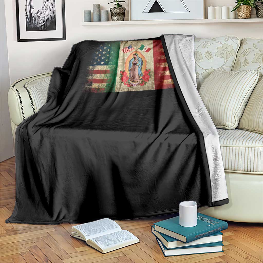American Mexican Flag Throw Blanket Virgin Mary Mexico Heritage Mexican Roots TS10 Print Your Wear