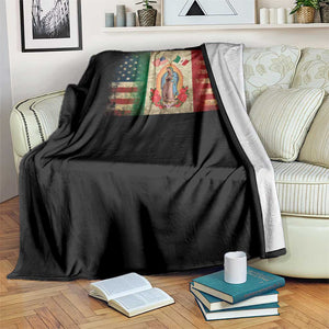American Mexican Flag Throw Blanket Virgin Mary Mexico Heritage Mexican Roots TS10 Print Your Wear