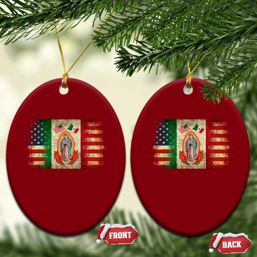 American Mexican Flag Ceramic Ornament Virgin Mary Mexico Heritage Mexican Roots TS10 Print Your Wear
