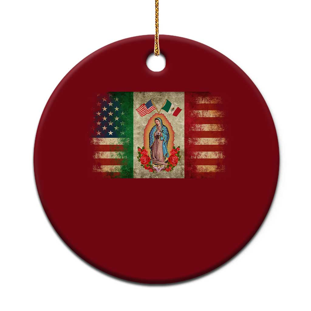 American Mexican Flag Ceramic Ornament Virgin Mary Mexico Heritage Mexican Roots TS10 1pc Red Print Your Wear