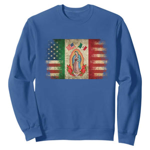 American Mexican Flag Sweatshirt Virgin Mary Mexico Heritage Mexican Roots TS10 Royal Blue Print Your Wear