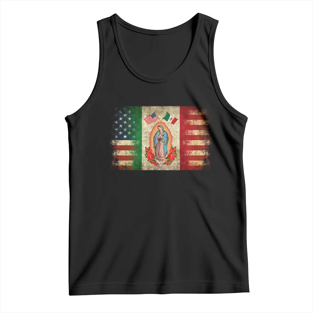 American Mexican Flag Tank Top Virgin Mary Mexico Heritage Mexican Roots TS10 Black Print Your Wear