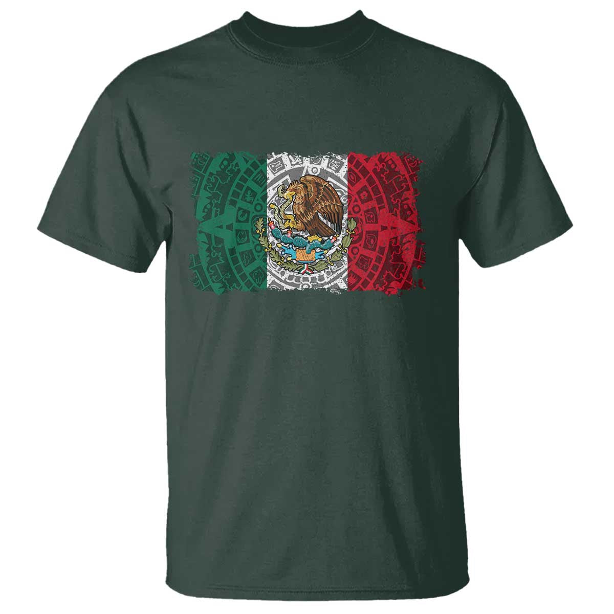 Eagle Mexican Flag T Shirt Aztecs Mexico Heritage Roots TS10 Dark Forest Green Print Your Wear