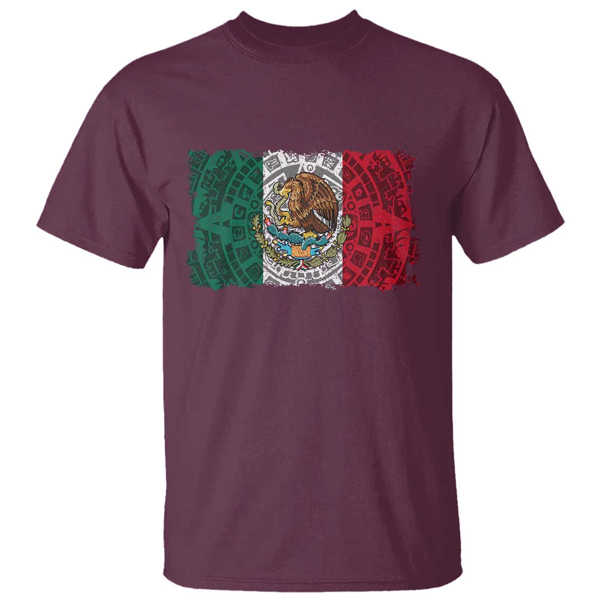 Eagle Mexican Flag T Shirt Aztecs Mexico Heritage Roots TS10 Maroon Print Your Wear