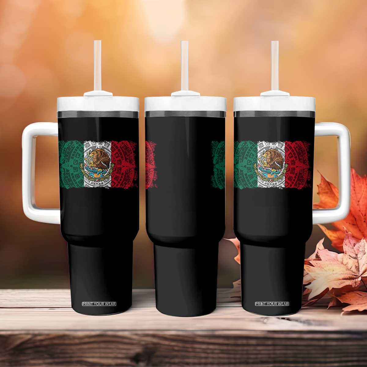 Eagle Mexican Flag Tumbler With Handle Aztecs Mexico Heritage Roots TS10 Print Your Wear