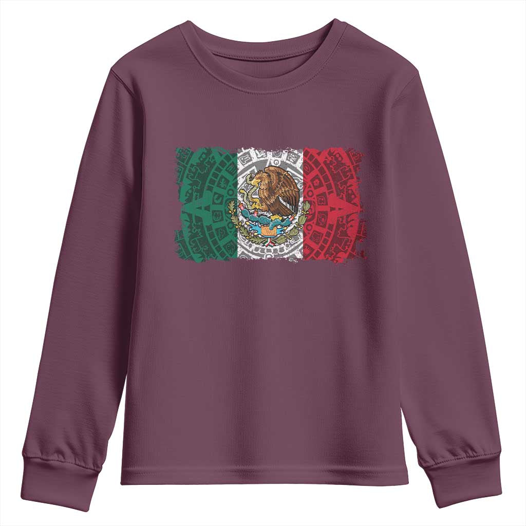 Eagle Mexican Flag Youth Sweatshirt Aztecs Mexico Heritage Roots TS10 Maroon Print Your Wear