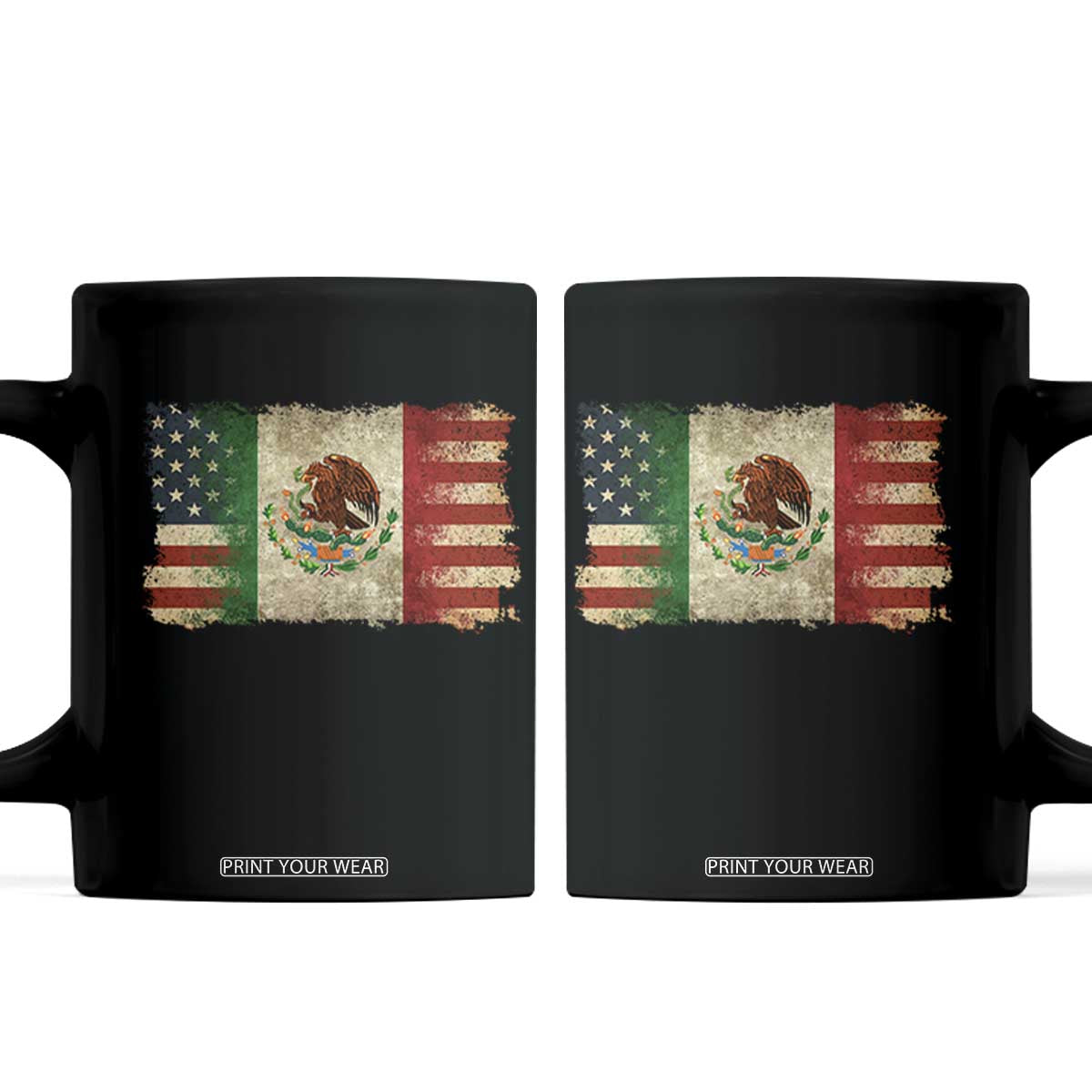 American Mexican Flag Coffee Mug Mexico Heritage Mexican Roots TS10 Black Print Your Wear